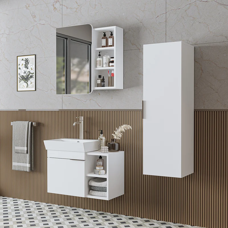 Roomart Badmöbel-Set LYCIA 72 cm, 4-teilig mit Spiegelschrank und Hochschrank, in 4 Farben