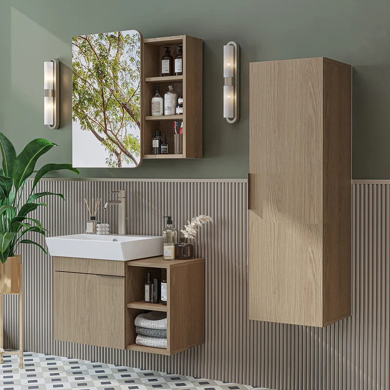 Roomart Badmöbel-Set LYCIA 72 cm, 4-teilig mit Spiegelschrank und Hochschrank, in 4 Farben