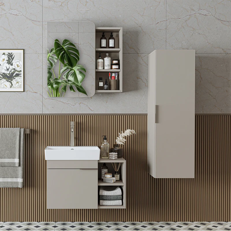 Roomart Badmöbel-Set LYCIA 72 cm, 4-teilig mit Spiegelschrank und Hochschrank, in 4 Farben