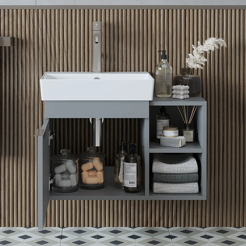 Roomart Badmöbel-Set LYCIA 72 cm, 4-teilig mit Spiegelschrank und Hochschrank, in 4 Farben