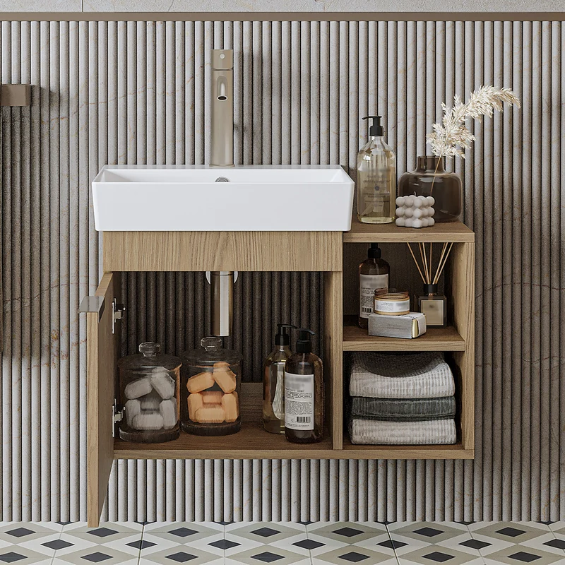 Roomart Badmöbel-Set LYCIA 72 cm, 4-teilig mit Spiegelschrank und Hochschrank, in 4 Farben