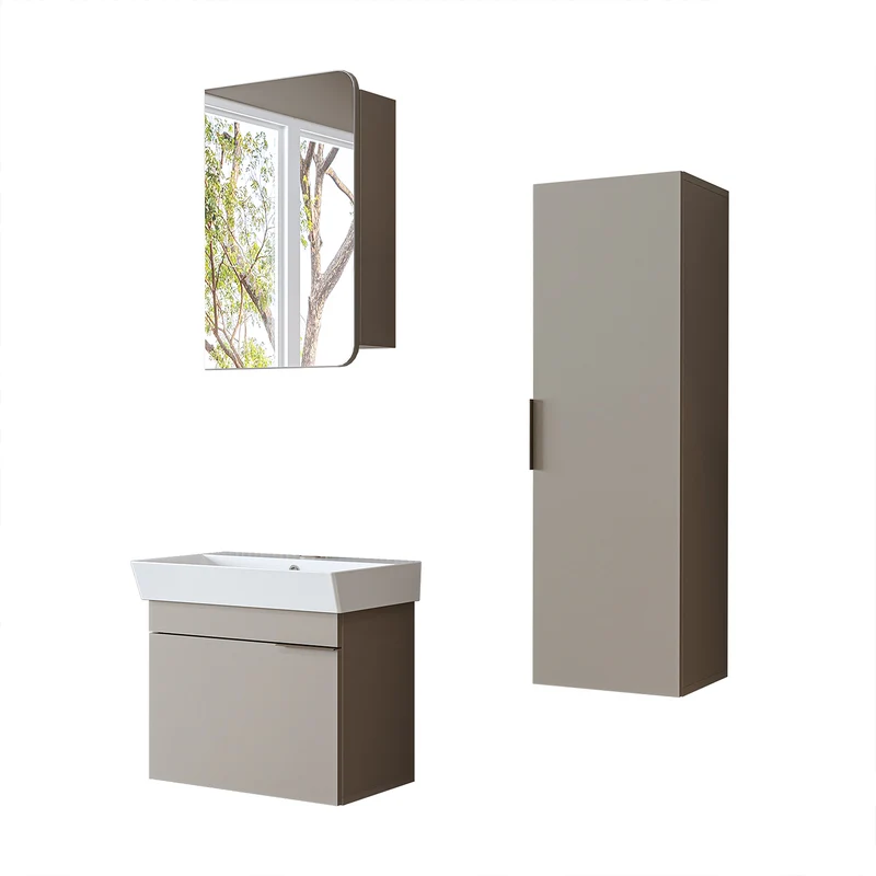 Roomart Badmöbel-Set LYCIA 60 cm, 4-teilig mit Spiegelschrank und Hochschrank, in 4 Farben