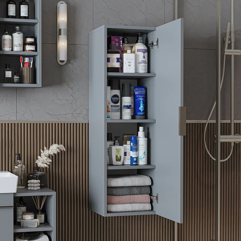 Roomart Badmöbel-Set LYCIA 60 cm, 4-teilig mit Spiegelschrank und Hochschrank, in 4 Farben