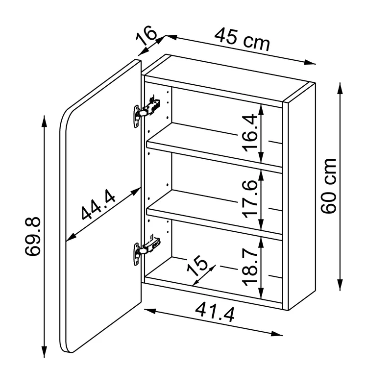 Roomart Badmöbel-Set LYCIA 60 cm, 4-teilig mit Spiegelschrank und Hochschrank, in 4 Farben
