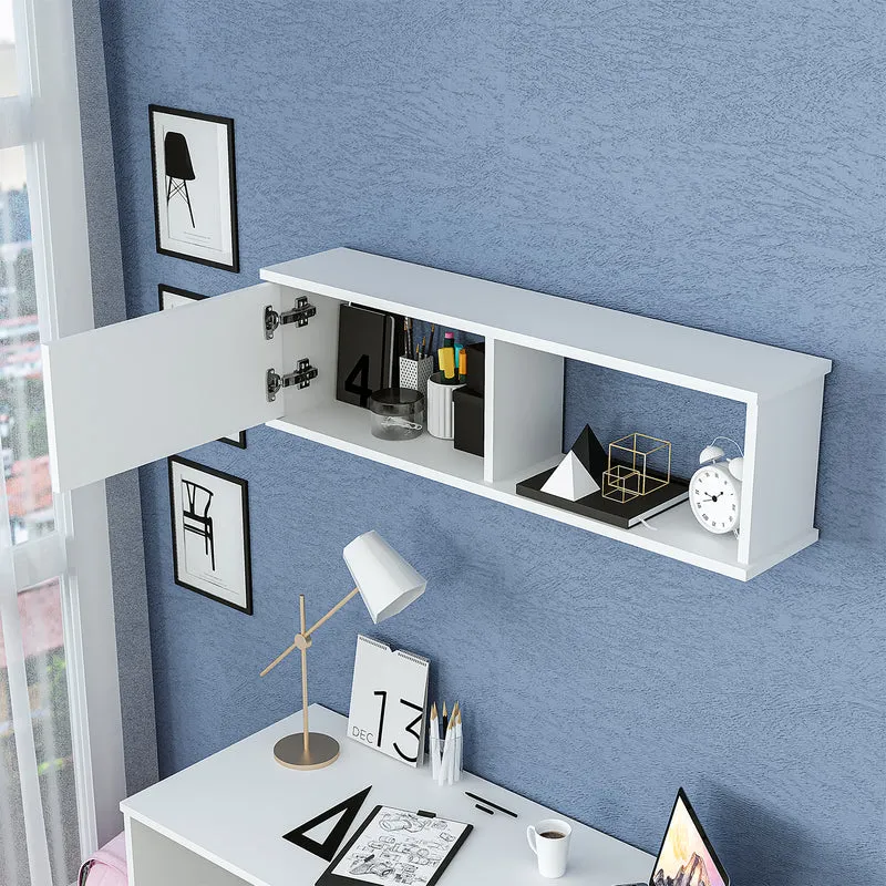 Roomart Schreibtisch SERA 120 cm mit Wandschrank und offenen Fächern, Weiß