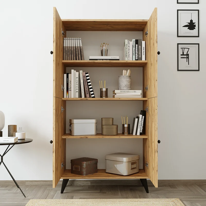 Roomart Mehrzweckschrank RETRA-II, 165 cm, mit Türen und 4 Fächern, in Eiche