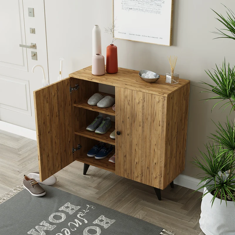 Roomart Mehrzweckschrank RETRA-I, 85 cm, mit 2 Türen und 3 Fächern, in Eiche