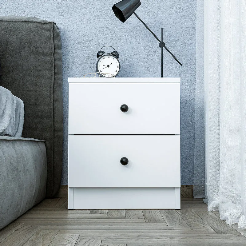 Roomart Nachttisch - Nachtkästchen KOMO, 40 cm, mit 2 Schubladen, in Weiß
