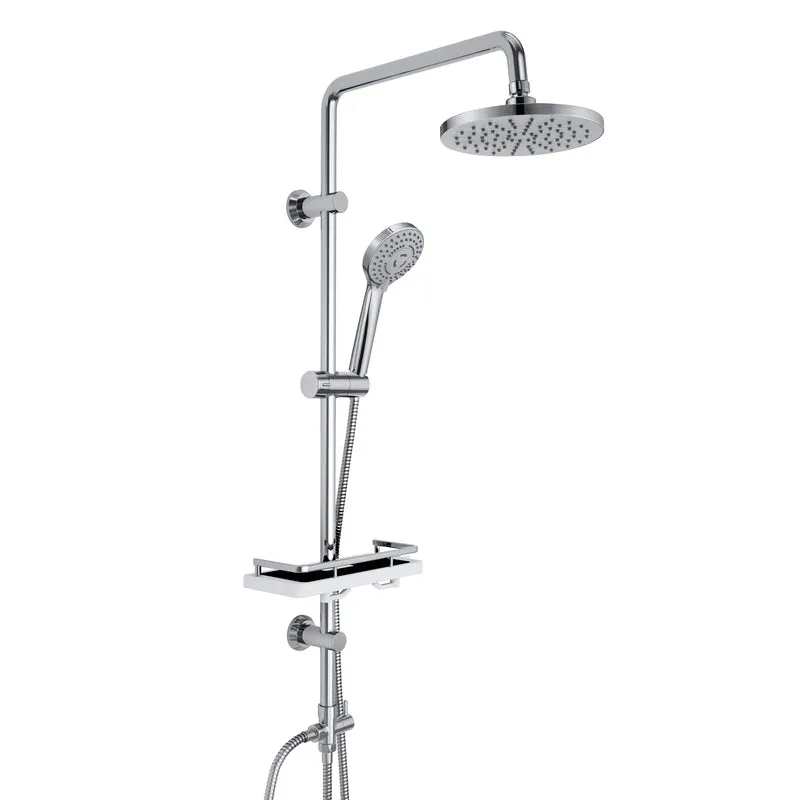 JOHO Regendusche Duschset ohne Armatur, Edelstahl Duschsystem mit Ablage, Duschstange set mit Kopfbrause ABSD20cm