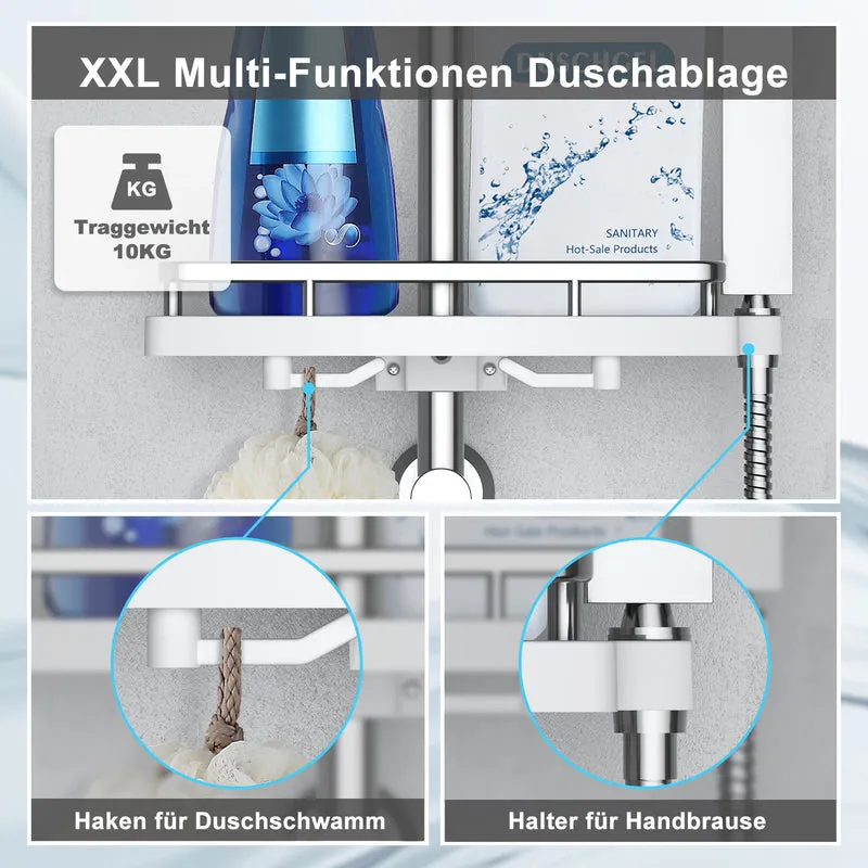 JOHO Regendusche Duschset ohne Armatur, Edelstahl Duschsystem mit Ablage, Duschstange set mit Kopfbrause ABSD20cm