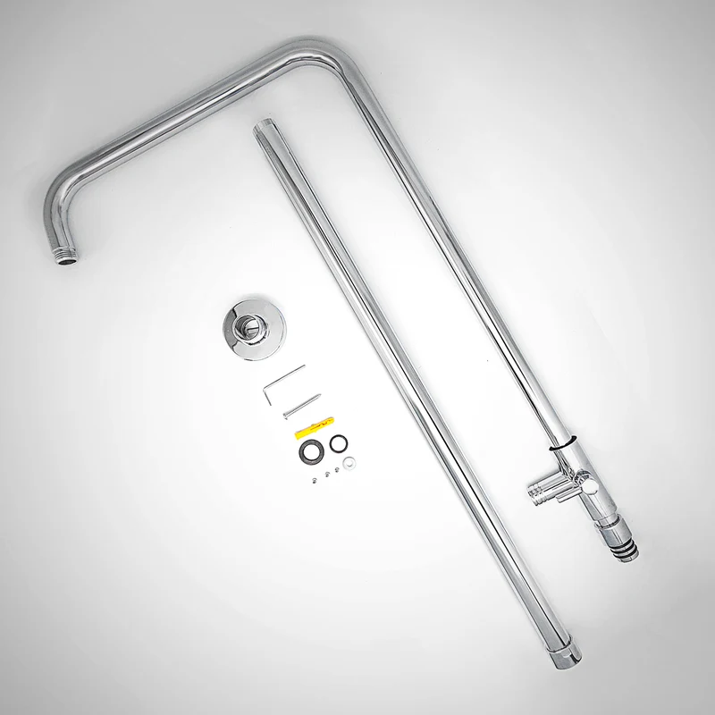 JOHO Höheverstellbare Duschstange aus Edelstahl Duschsäule Wandstange Regendusche Brausearm mit verstellbare Länge von 69 bis 111cm Chrom