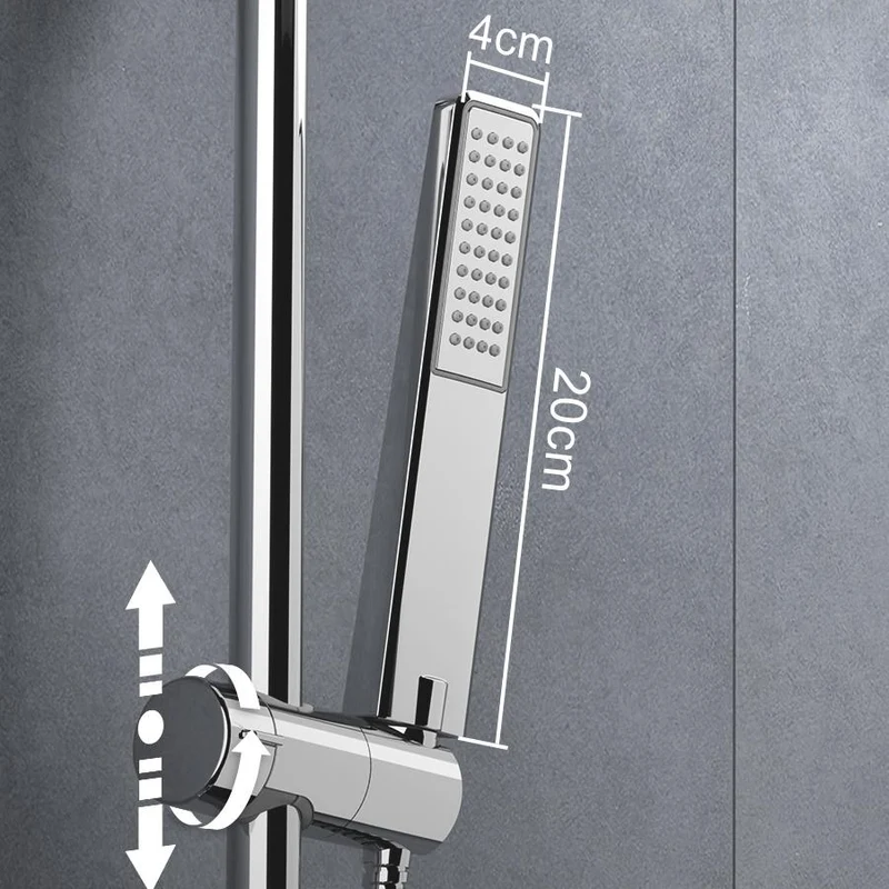 JOHO Regendusche Duschsystem 92 CM mit Ablage Kopfbrause eckig Chrom