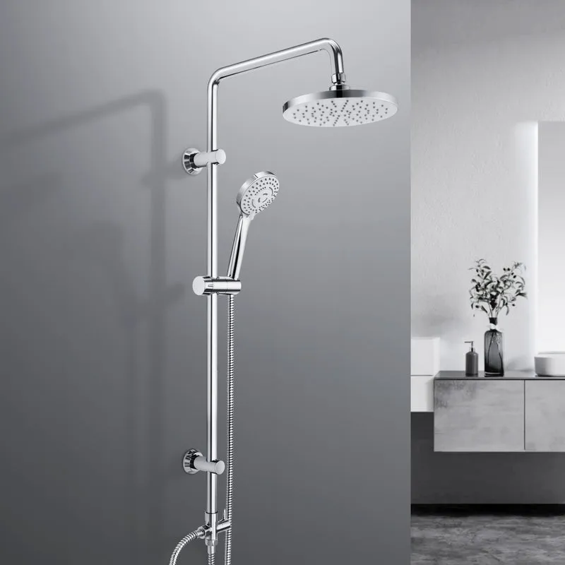 JOHO Regendusche Duschsystem ohne Duscharmatur, Edelstahl Duschset mit ABS Regenduschkopf Rund D20cm Chrom