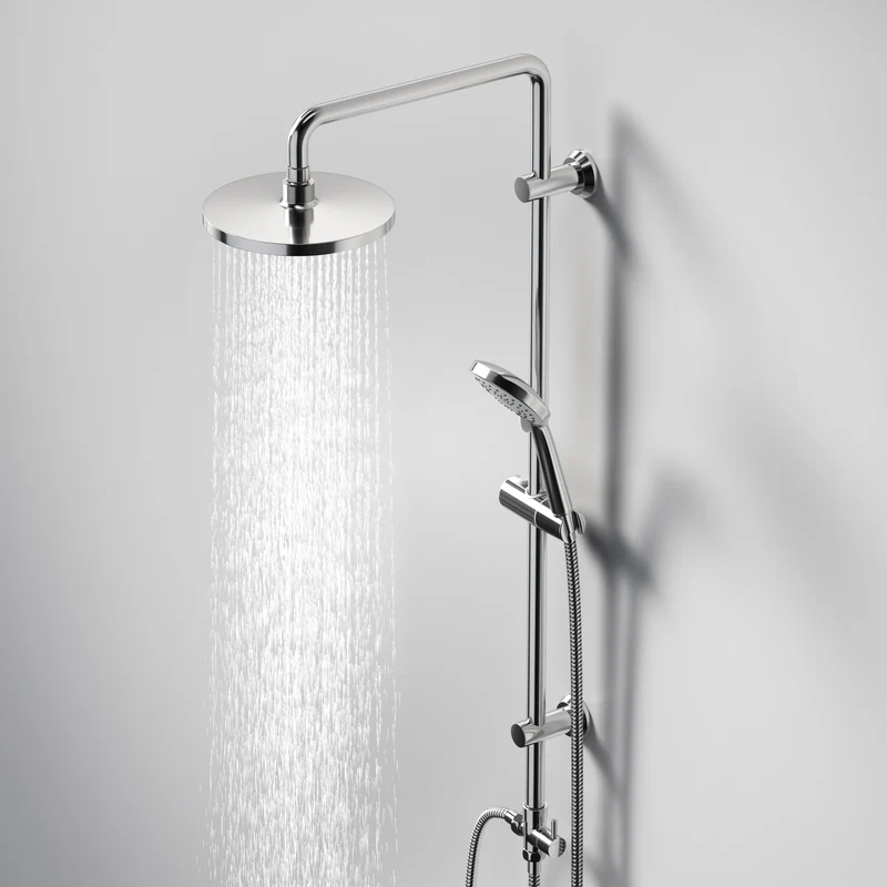 JOHO Regendusche Duschsystem ohne Duscharmatur, Edelstahl Duschset mit ABS Regenduschkopf Rund D20cm Chrom