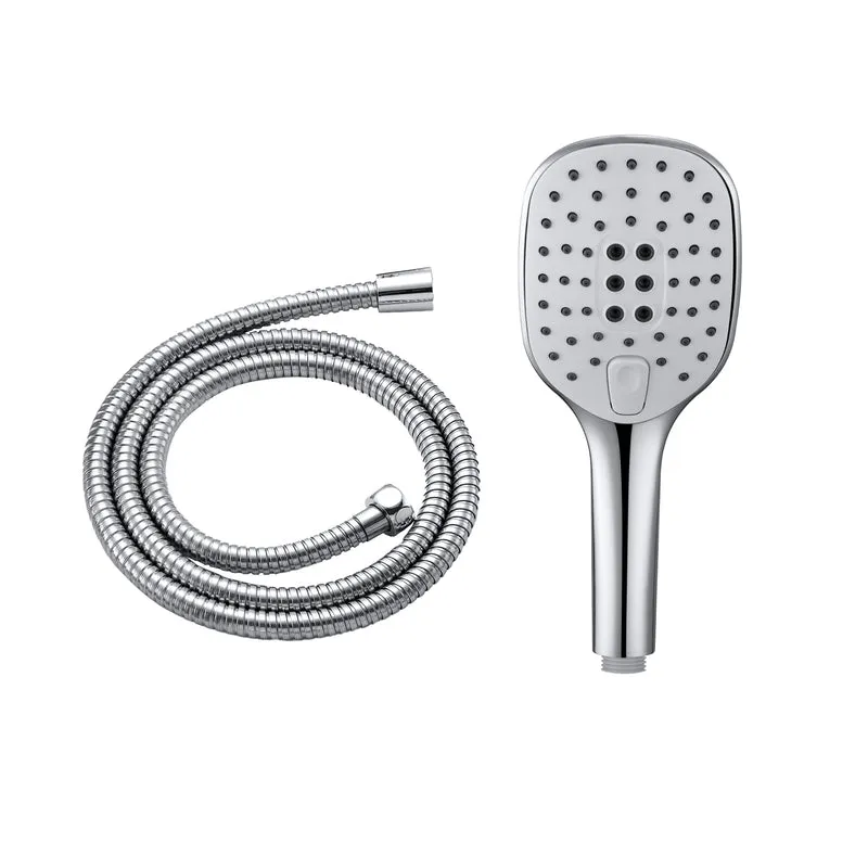 JOHO Quadratisch Handbrause mit Schlauch 3 Strahlarten Duschbrause Brauseschlauch Brausekopf Duscharmaturen150cm