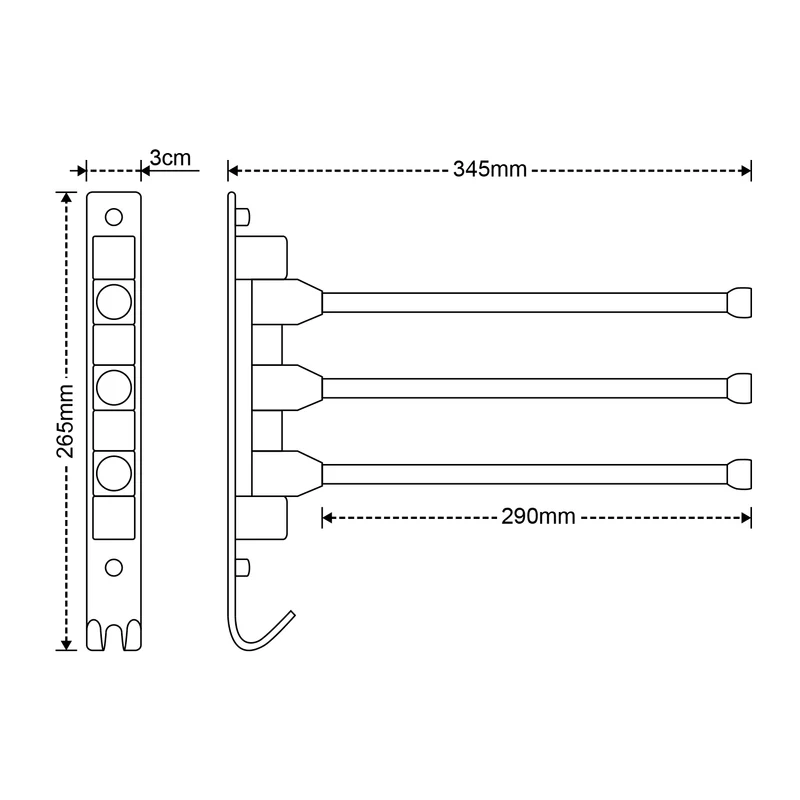 JOHO Aluminium Handtuchhalter Bad Handtuchstange matt schwarz (HH-3MB)