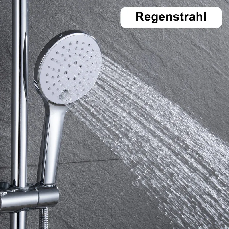 JOHO Rund Handbrause Brausekopf Duschkopf Duschbrause mit Tastendruck 3Stralarten Duscharmaturen