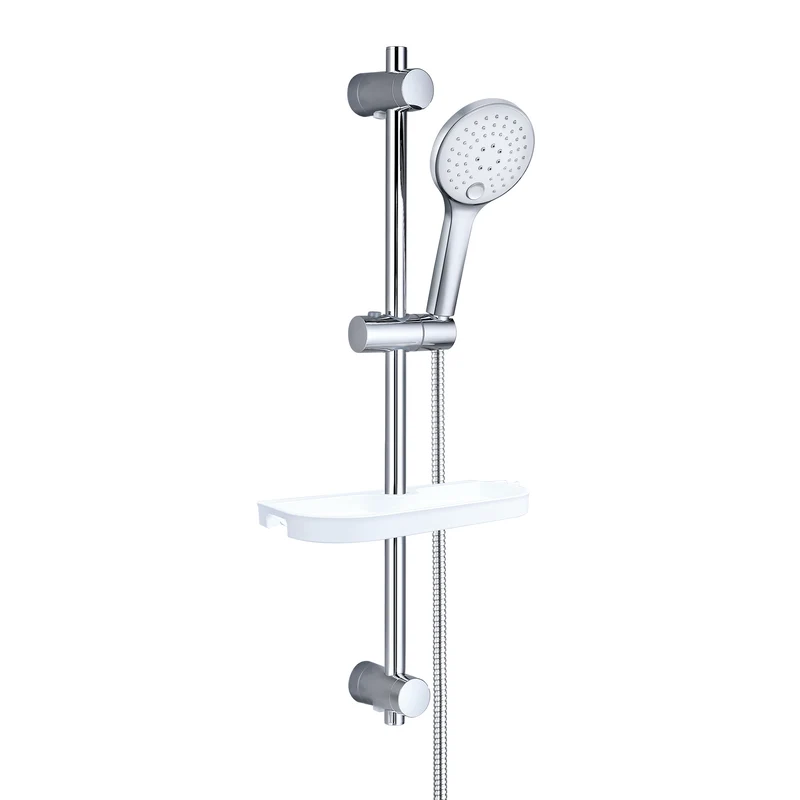 JOHO Duschset Rail Shower kit Rund Handbrause Duschstangeset mit Ablage Chrom