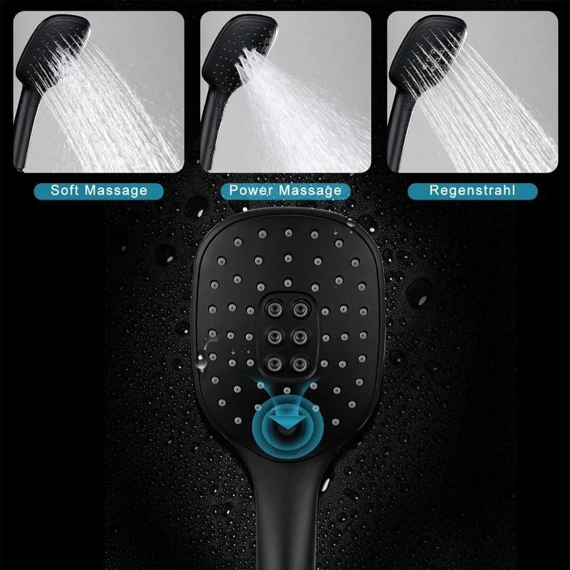 JOHO Duschset Rail Shower kit Der Duschkopf mit hohem Preis-Leistungs-Verhältnis Handbrause Duschstangeset mit Ablage schwarz