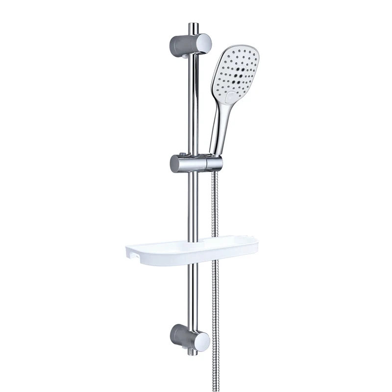 JOHO Duschset Rail Shower kit Der Duschkopf mit hohem Preis-Leistungs-Verhältnis Handbrause Duschstangeset mit Ablage Chrom
