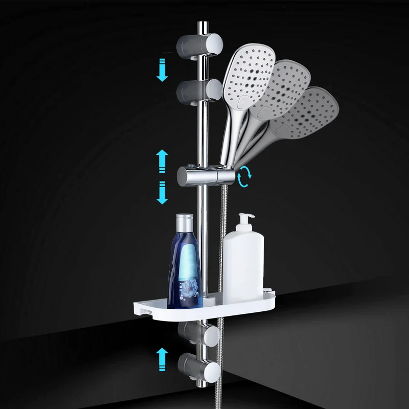 JOHO Duschset Rail Shower kit Der Duschkopf mit hohem Preis-Leistungs-Verhältnis Handbrause Duschstangeset mit Ablage Chrom