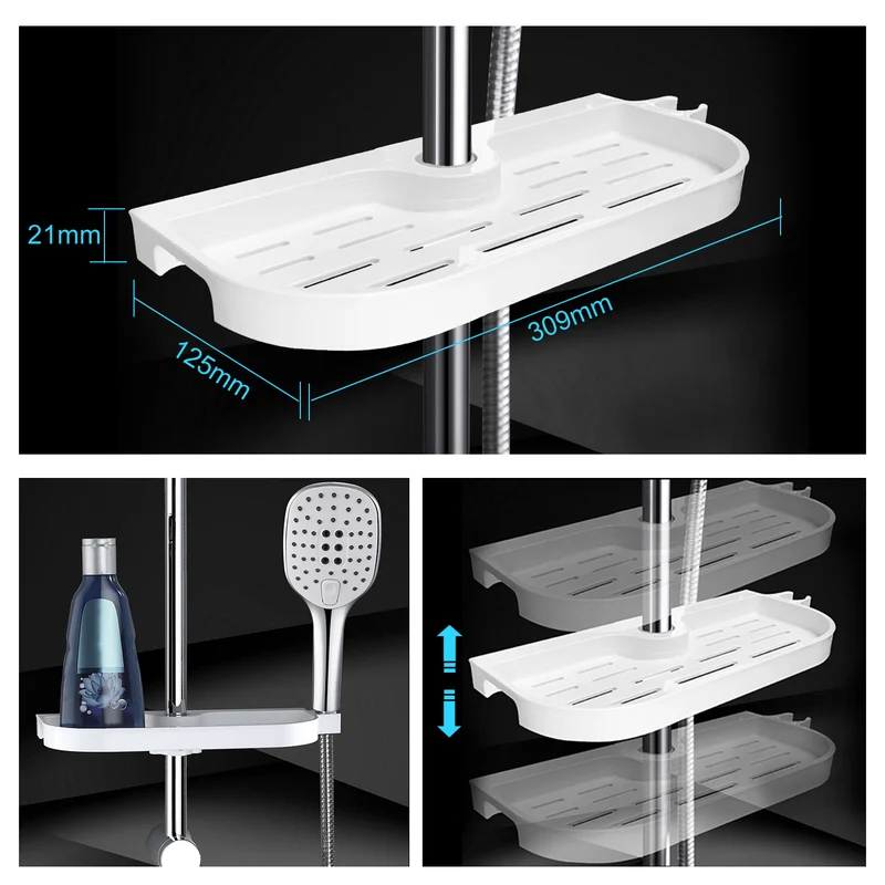 JOHO Duschset Rail Shower kit Der Duschkopf mit hohem Preis-Leistungs-Verhältnis Handbrause Duschstangeset mit Ablage Chrom