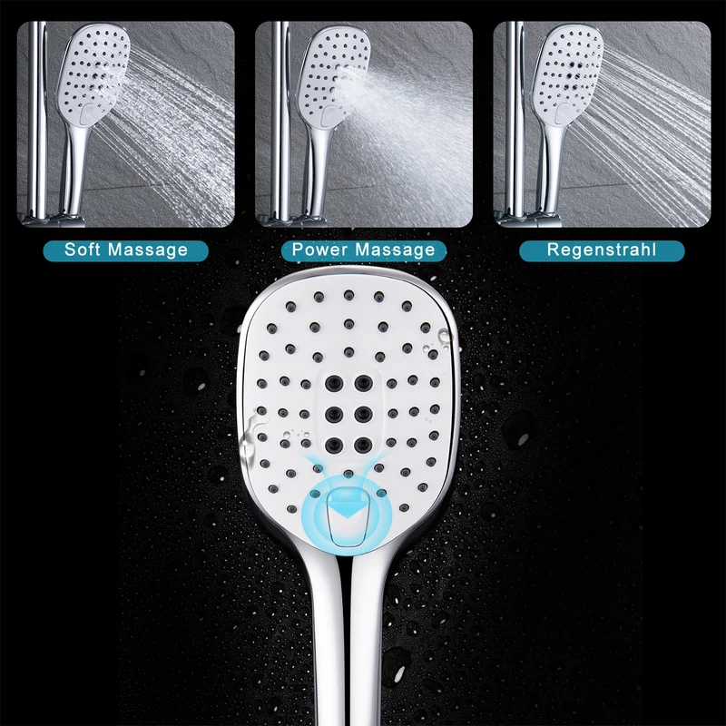 JOHO Duschset Rail Shower kit Der Duschkopf mit hohem Preis-Leistungs-Verhältnis Handbrause Duschstangeset mit Ablage Chrom
