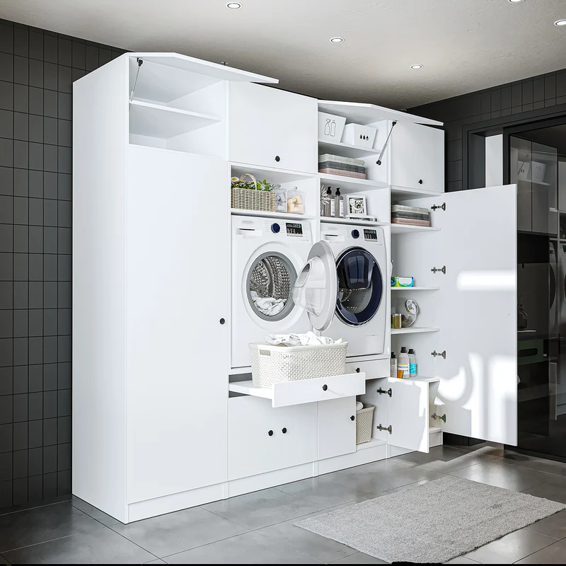 Roomart Waschmaschinenschrank SERIE 1, 254 cm, Schrankwand mit 2 Hochschränken, in 3 Farben