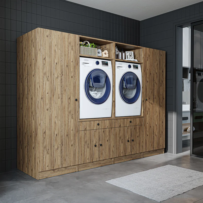 Roomart Waschmaschinenschrank SERIE 1, 254 cm, Schrankwand mit 2 Hochschränken, in 3 Farben