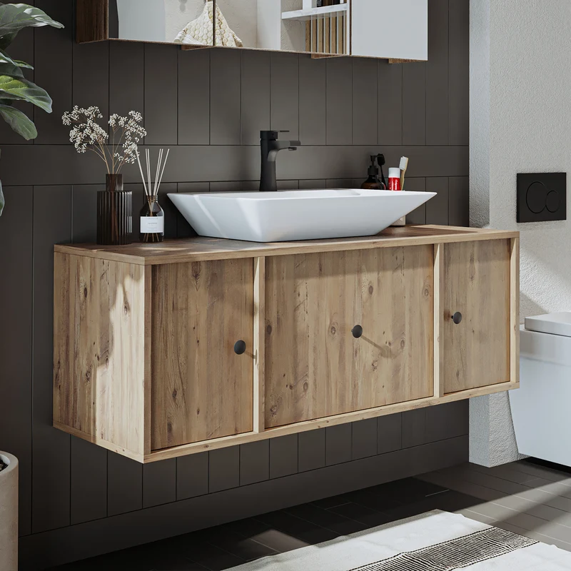Roomart Badmöbel GUSTO-ATL, 120 cm, mit eckigem Aufsatzbecken, in 2 Farben