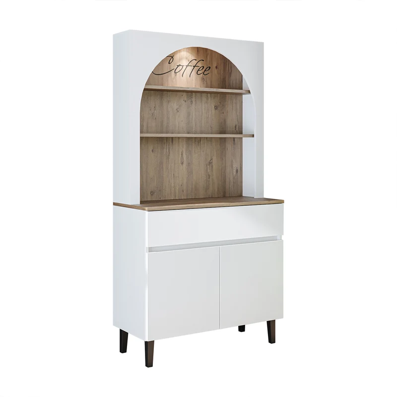 Roomart Küchenschrank VENEDIK, 90 cm, Kaffeebar mit LED und Schublade, in 4 Farben