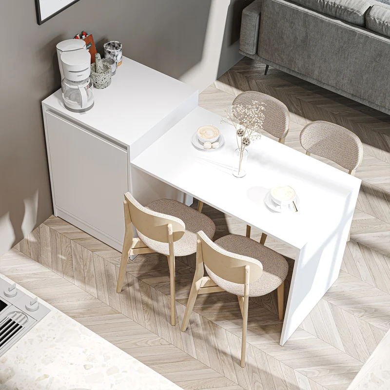Roomart Kücheninsel MILANO, 160 cm, mit Esstisch und Stauraum, in 4 Farben