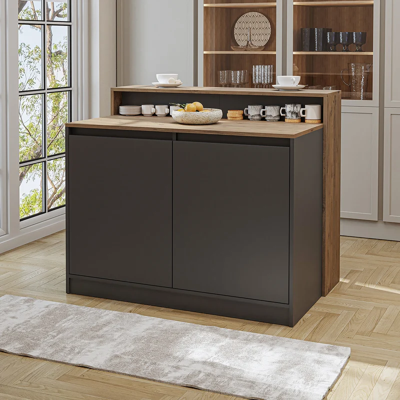 Roomart Kücheninsel CORTADO, 120 cm, moderner Bartisch mit Stauraum, in 4 Farben