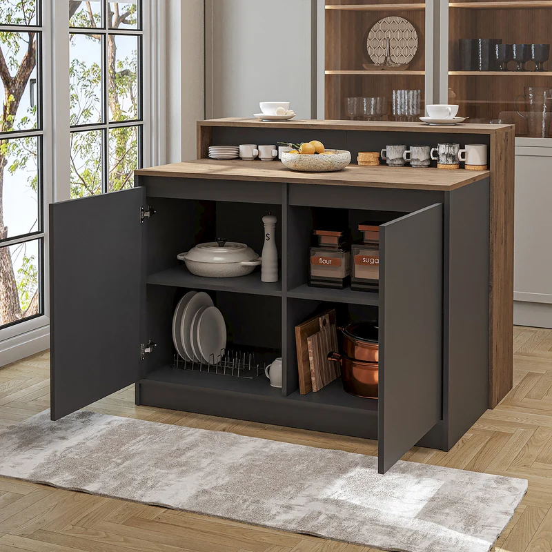 Roomart Kücheninsel CORTADO, 120 cm, moderner Bartisch mit Stauraum, in 4 Farben