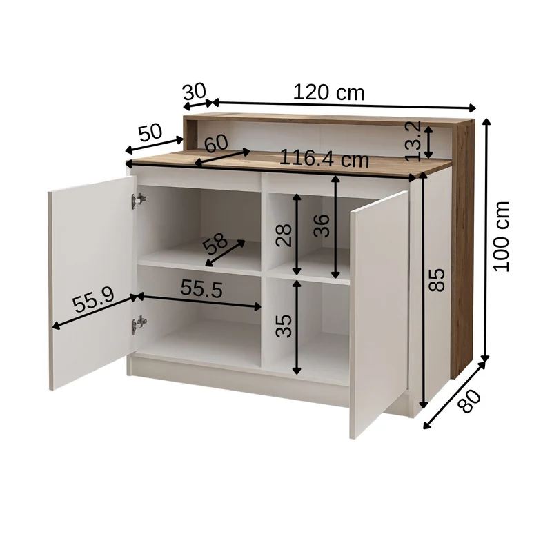 Roomart Kücheninsel CORTADO, 120 cm, moderner Bartisch mit Stauraum, in 4 Farben