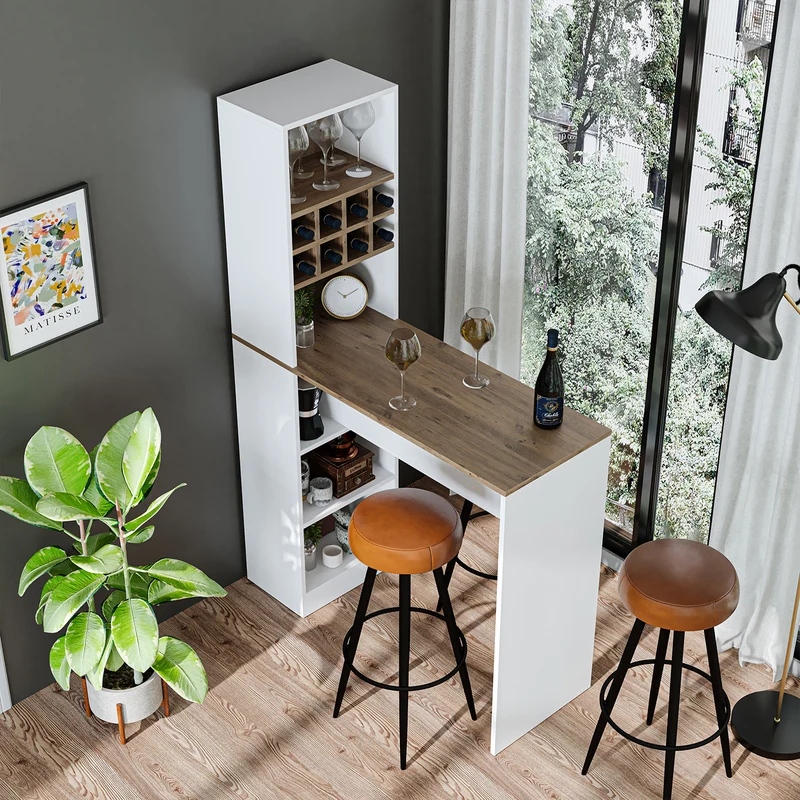 Roomart Bartisch DUBLIN, 120 cm, Stehtisch mit Weinregal, in 4 Farben