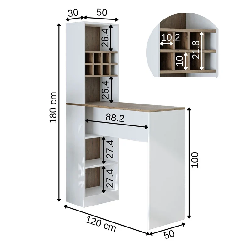 Roomart Bartisch DUBLIN, 120 cm, Stehtisch mit Weinregal, in 4 Farben