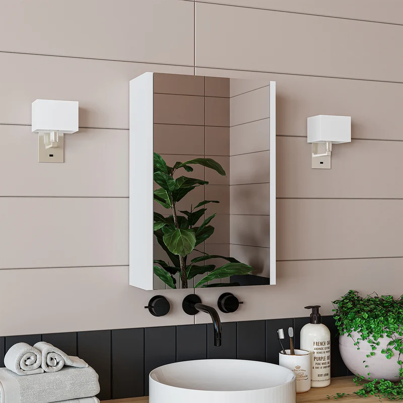 Roomart Badmöbel-Set PUNTO, 46 cm, schmales Gäste-WC-Set mit Spiegelschrank, in 4 Farben