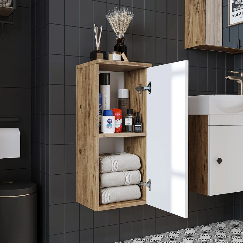 Roomart Badmöbel-Set PUNTO, 46 cm, schmales Gäste-WC-Set mit Spiegelschrank, in 4 Farben