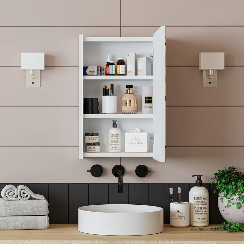 Roomart Badmöbel-Set PUNTO, 46 cm, schmales Gäste-WC-Set mit Spiegelschrank, in 4 Farben