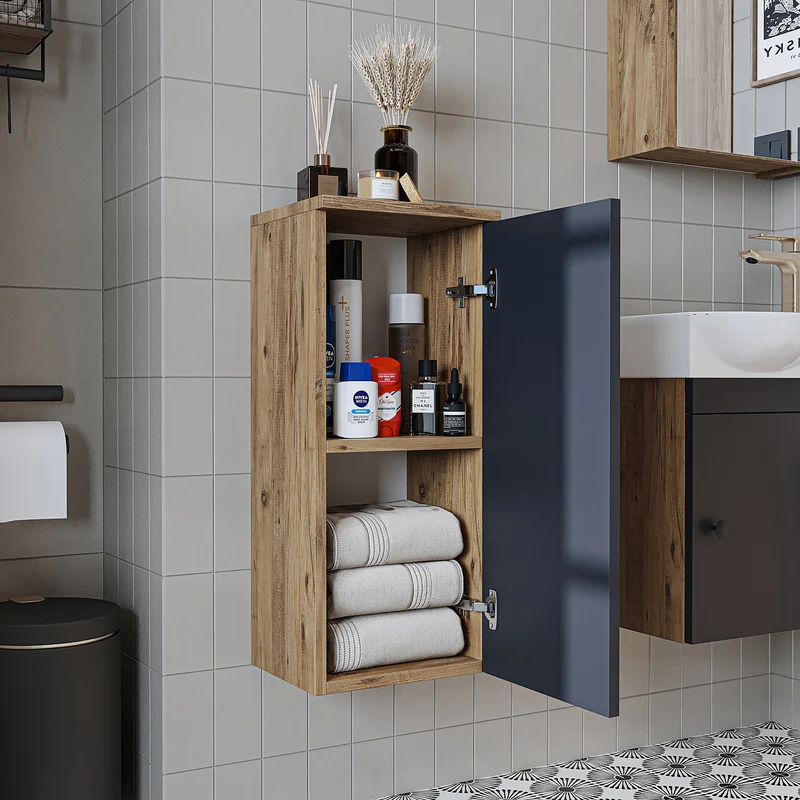 Roomart Badmöbel-Set PUNTO, 46 cm, schmales Gäste-WC-Set mit Spiegelschrank, in 4 Farben