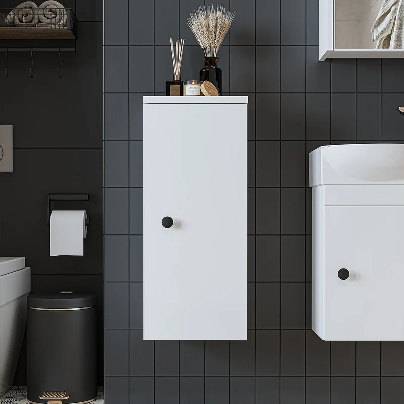 Roomart Badmöbel-Set PUNTO, 46 cm, schmales Gäste-WC-Set mit Spiegelschrank, in 4 Farben