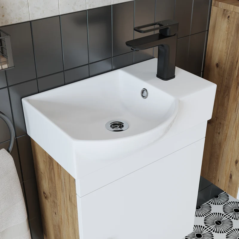 Roomart Badmöbel-Set PUNTO, 46 cm, schmales Gäste-WC-Set mit Spiegelschrank, in 4 Farben