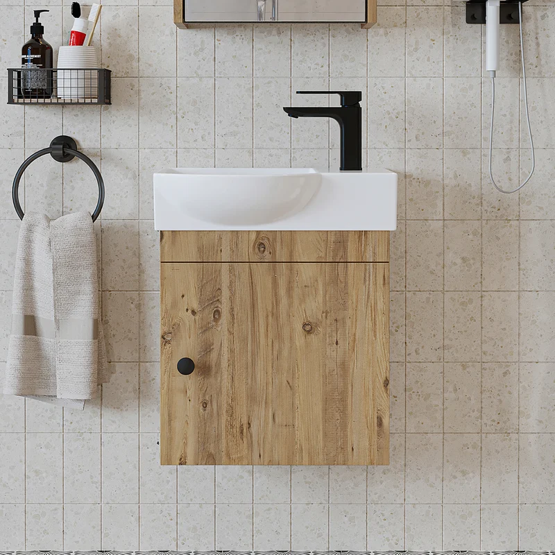 Roomart Badmöbel-Set PUNTO, 46 cm, schmales Gäste-WC-Set mit Spiegelschrank, in 4 Farben