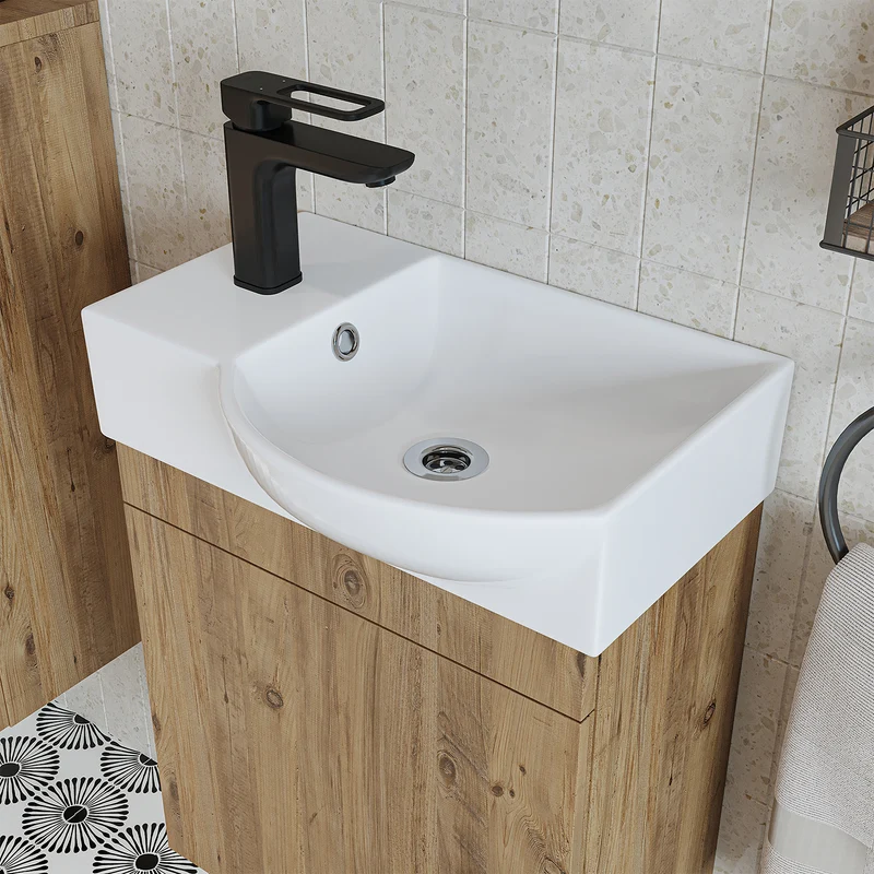 Roomart Badmöbel-Set PUNTO, 46 cm, schmales Gäste-WC-Set mit Spiegelschrank, in 4 Farben