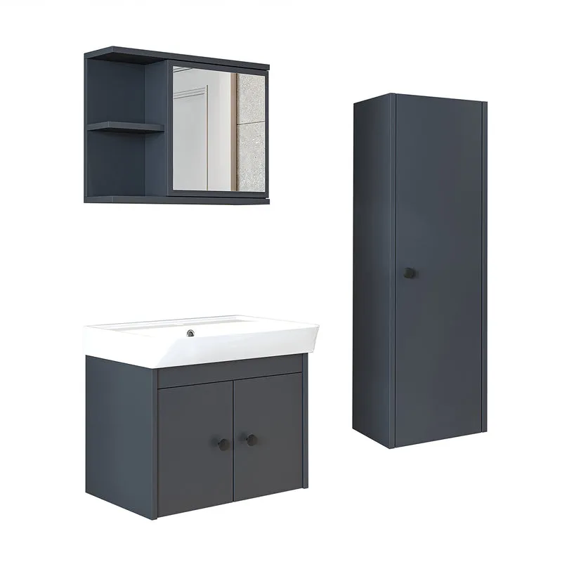 Roomart 4-teiliges Badmöbel-Set ADA, 60 cm, mit Waschbecken und Hochschrank, in 5 Farben