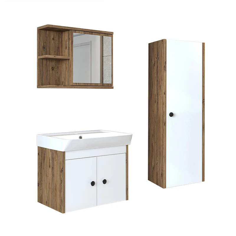 Roomart 4-teiliges Badmöbel-Set ADA, 60 cm, mit Waschbecken und Hochschrank, in 5 Farben