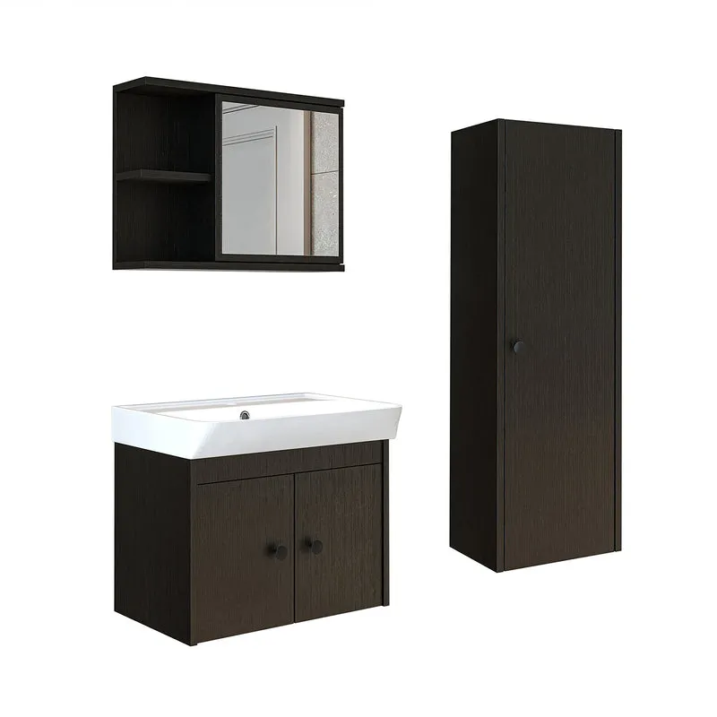 Roomart 4-teiliges Badmöbel-Set ADA, 60 cm, mit Waschbecken und Hochschrank, in 5 Farben