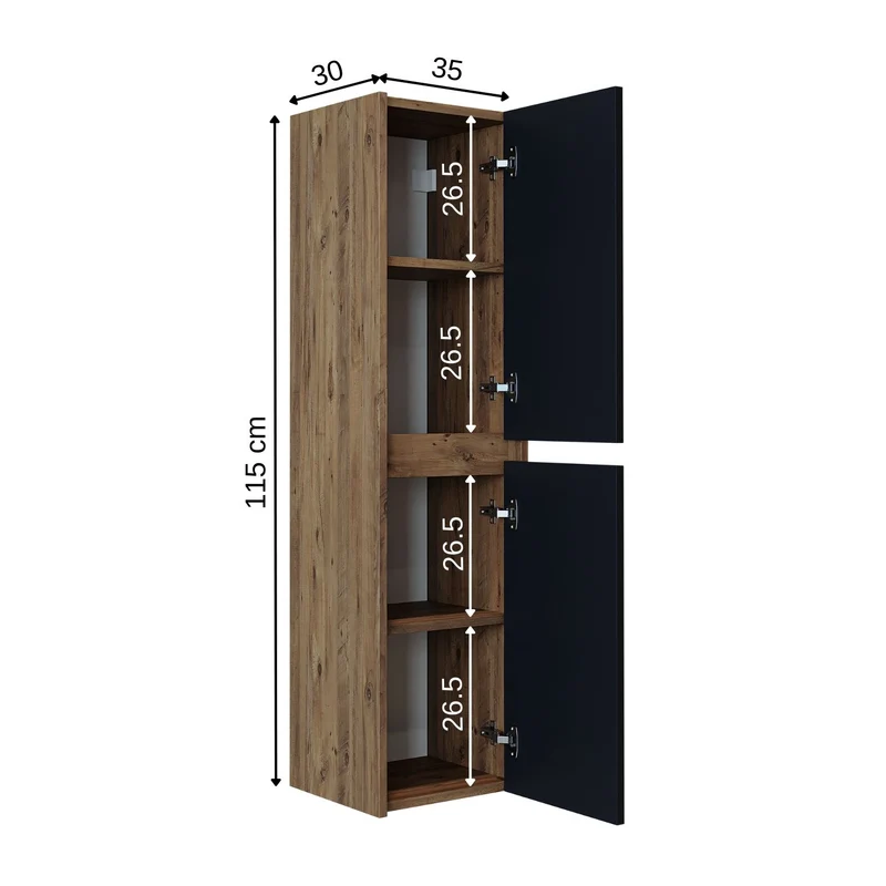 Roomart 3-teiliges Badmöbel-Set MELONA-S1, 65 cm, ohne Becken, mit Hochschrank, in 4 Farben
