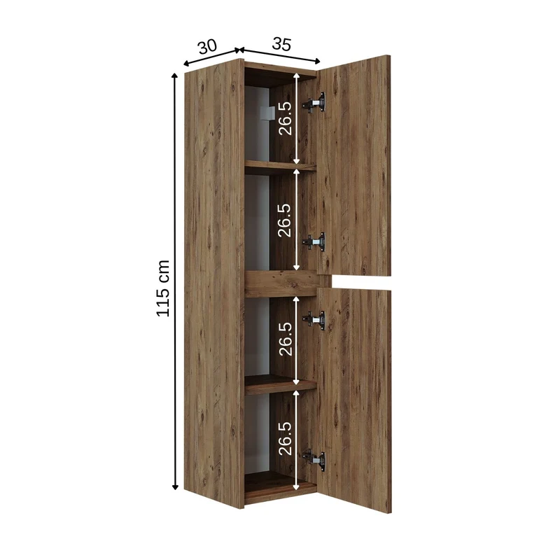 Roomart 3-teiliges Badmöbel-Set MELONA-S1, 65 cm, ohne Becken, mit Hochschrank, in 4 Farben